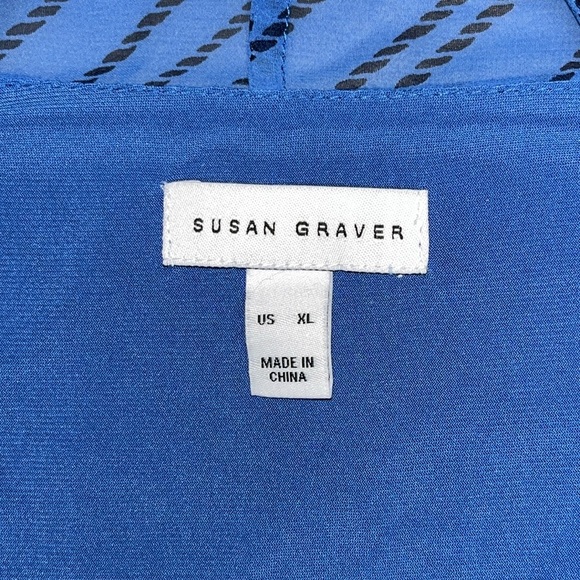 Susan Graver Size XL Blue Nautical Print Chiffon Overlay Tunic Tank Top Blouse - Picture 6 of 6